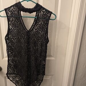 Elegant Black Lace Sleeveless Top